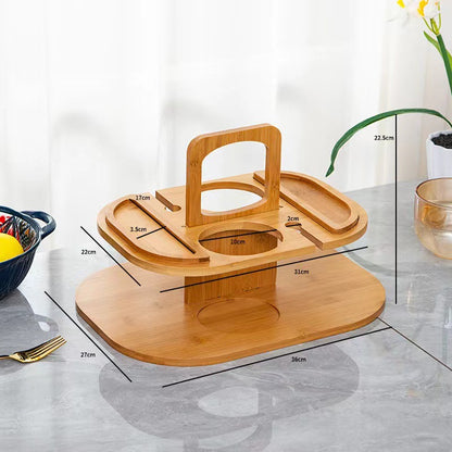 WineWood Duo: Wooden Wine & Snack Holder