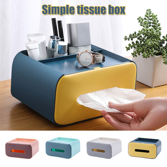 Multifunctional Desktop Tissue Storage Box Cosmetic Makeup Organizer