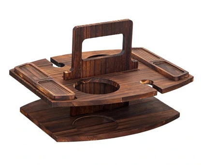 WineWood Duo: Wooden Wine & Snack Holder