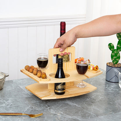 WineWood Duo: Wooden Wine & Snack Holder